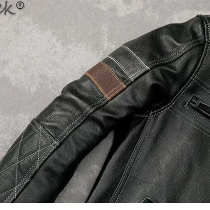 Tcyeek Genuine Leather Jacket Men Top Layer Cowhide Coats Spring Autumn Leather Coat Mens Moto & Biker Jackets Jaqueta Masculina
