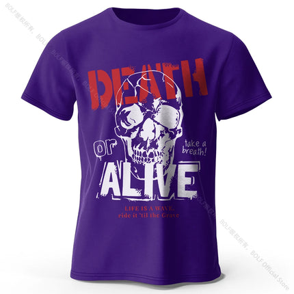 Men's Death or Alive Printed T-Shirt 100% Cotton Oversized Street Graphic Tees for Men Women Summer Tops