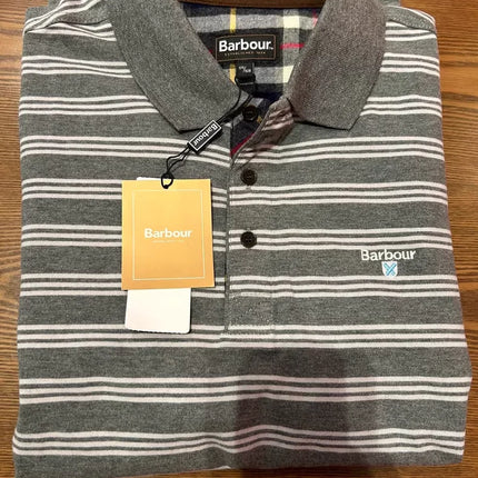 B@r Long-sleeved Cotton T-shirt With Grey Horizontal Stripes