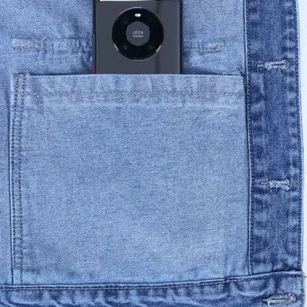 Male Jean Coats Blue Button Men's Denim Jacket Autumn Cheap Price Stylish New in Y2k One Piece of Fabric Low Cost Cowgirl Size L