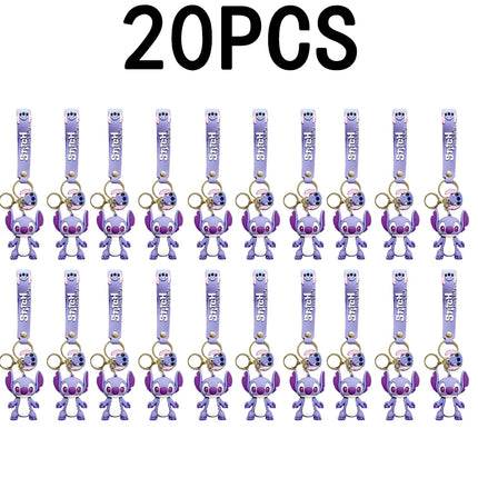 5Set 20PCS Wholesale Stitch Disney Keychain Figure Toy Cute Supple Cartoon Character Toy Keychain Pendant Fan Kid Birthday Gifts