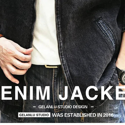 2024 Spring and autumn tide brand American vintage to do old denim coat men casual cargo jacket men