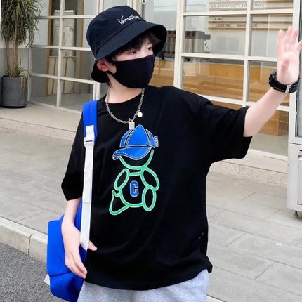 Summer Cool Kids Boy Casual Tops Cartoon Print Trendy Children's T-shirt Short Sleeve European And American Style Toddler Tees