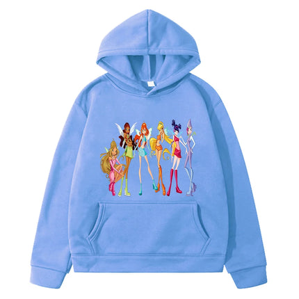 Winx print anime hoodie Fleece Sweatshirt Pullover y2k sudadera jacket Winx hoodies kids clothes girls boys clothing girl outfit