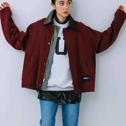 B@r ADAM ET ROPE Windproof And Waterproof Reversible Unwaxed Leather Collar Jacket Unisex