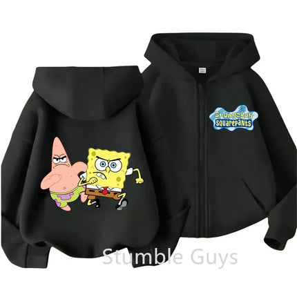 Spongebob Pie Big Star Squidward Kawaii Kids zipper hoodie print Fall/Winter comfortable loose top for boys and girls