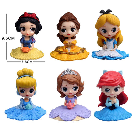 10cm Q Posket Princess Tiana Snow White Rapunzel Ariel Cinderella Belle Mermaid PVC Action Figures Model Toys Kid Gift