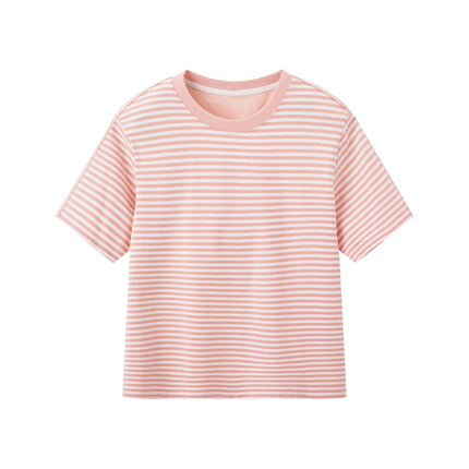 2025 New Summer Boys Striped Cotton T-Shirt Loose Fit Round Neck Short Sleeve Tee for Kids Ages 3-14 Years