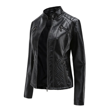 Faux Leather Jacket Women 2025 Spring Autumn Coat Moto Biker Zipper Jacket Woman Outerwears Black Brown Red Pink Coffee XS XXL