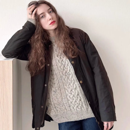 B@r American retro classic oil wax lapel jacket jacket men and women the same Ashy hunting