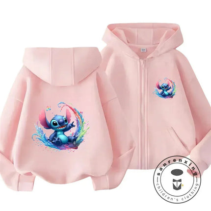Children's Clothing Stitch Cartoon Hoodie+pant Boys Girls Casual Long Sleeved Sweatshirts 2 13 Years Old Kids Casual TOPS