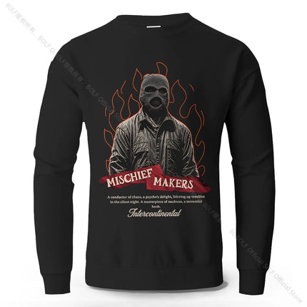 Men's Mischief Makers Printed Pure Cotton Street Sweatshirts Oversized Classic Graphic Pullovers for Men Women Tops