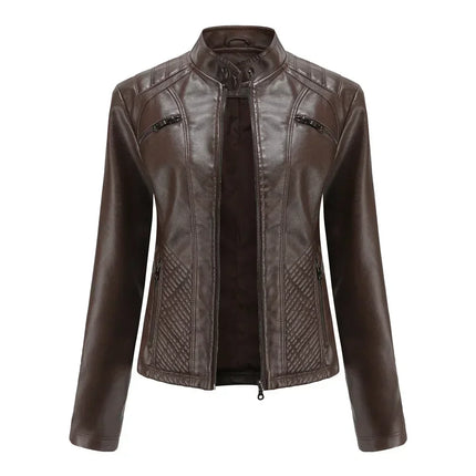 Faux Leather Jacket Women 2025 Spring Autumn Coat Moto Biker Zipper Jacket Woman Outerwears Black Brown Red Pink Coffee XS XXL