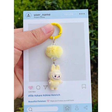 New Mini Standing and sitting postures Monster Car Keychain Flocking doll Bag Cell Phone Charm Pendant Backpack Decoration Gift