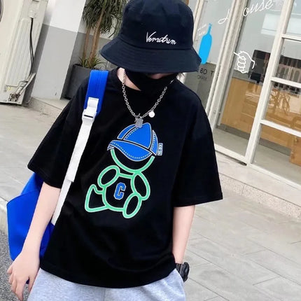 Summer Cool Kids Boy Casual Tops Cartoon Print Trendy Children's T-shirt Short Sleeve European And American Style Toddler Tees