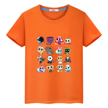Dandys World print t shirt for kids boy 10year 100%Cotton Tees y2k one piece anime Short pride tshirt Cartoon Tops girls clothes