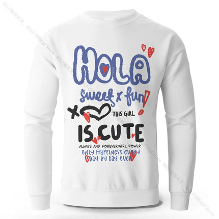 Harajuku Letter Lovely Printed Pure Cotton Sweatshirts Oversized Classic Graphic Pullovers for Men Women Tops