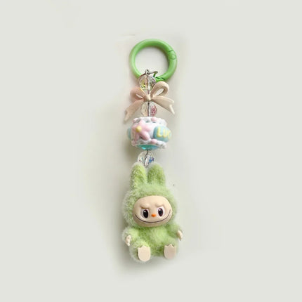 LAFUFU Kawaii Mini Keychains Flocking Backpack Pendant Key Chain LA-BU-BU Pendant Doll Cute Backpack Pendant Gifts for Girls