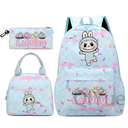 3Pcs/set Backpack for Girl School Teen Student Knapsack Women Rucksack with Lunch Bags Pencil Bag Fish Scale Style Bags