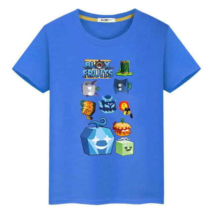 New Game Blox Fruits Short Tops 100%Cotton t shirt for kids boy 10years anime Tees pride tshirt y2k one piece kids clothes girls