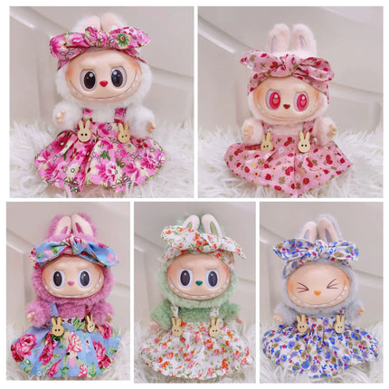 Labubu 15cm/17cm Doll Clothing Sitting Party Strawberry Tank Top Skirt Paired With Princess White Shoes Princess Baby Clothes