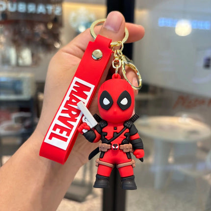 Marvel Avengers Deadpool and Wolverine Keychain PVC Doll Pendant Children's Toy Birthday Gift Couple Keychain