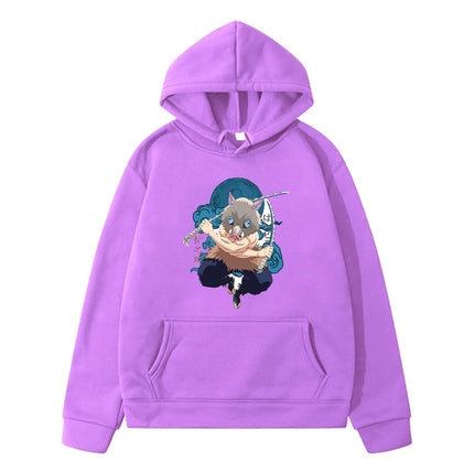Cartoon Anime Inosuke Hashibira - Kimetsu No Yaiba Hoodie Sweatshirts Casual Children's Clothing for Boys Cut Kids Clothes Girls