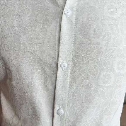 2025 Summer New Flower Shirts Men Short Sleeve Retro Casual Shirts Fashion Versatile Business Slim Social Party Tuxedo Blouse