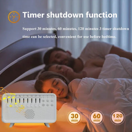 Bluetooth Speaker White Noise Sleep Night Light Humidifier Machine Free Combination of 8 Group Nature Sound Stereo MP3 Music Box