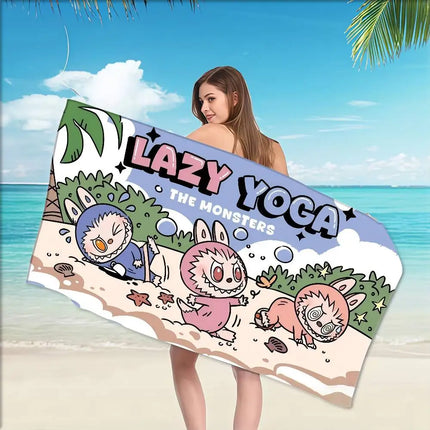 Cartoon L-Labubu L-Laptop Big Microfiber Beach Towels Quick Dry Towel Sand Beach Towels Pool Towel For Travel Swim Pool Yoga