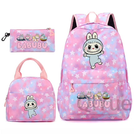 3Pcs/set Backpack for Girl School Teen Student Knapsack Women Rucksack with Lunch Bags Pencil Bag Fish Scale Style Bags