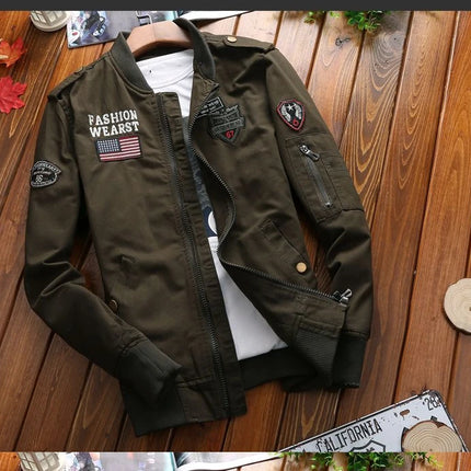Fashion New Jacket Men's Spring and Autumn Trendy Embroidered Aviator Jacket American Baseball Suit Casual All-match Top