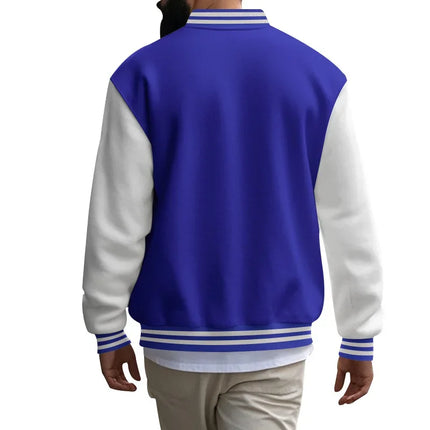Men's Autumn and Winter Flight Jacket Baseball Jersey Velvet Loose Casual Stand-up Jacket Men Varsity Jacket Coat for Men