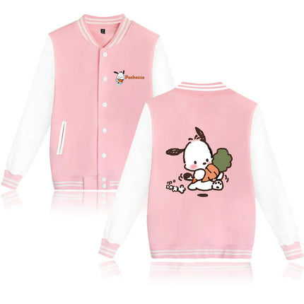 Pochacco Bomber Jacket Women Men Autumn Baseball Jacket Coat Cartoon Kid Streetwear Harajuku Bomber College Jacket