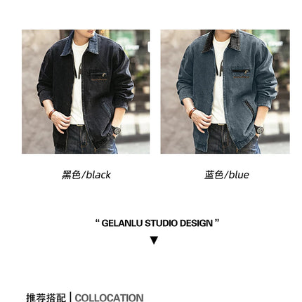 2024 Spring and autumn tide brand American vintage to do old denim coat men casual cargo jacket men