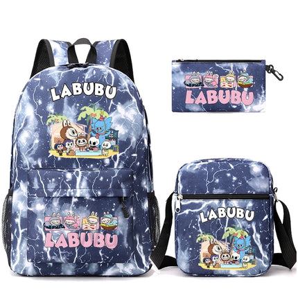 3Pcs/set Cartoon Printed Backpack Teenager Student Boy Girl Schoolbag Larger Capacity Bagpack Travel Bag Kid Gift Mochila