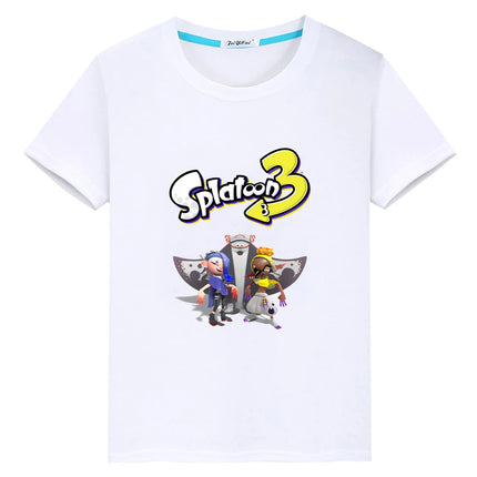 Splatoon print t shirt for kids boy 10year Cartoon 100%Cotton Short anime Tees Tops pride tshirt y2k one piece girls clothes