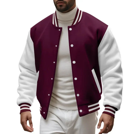 Men's Autumn and Winter Flight Jacket Baseball Jersey Velvet Loose Casual Stand-up Jacket Men Varsity Jacket Coat for Men