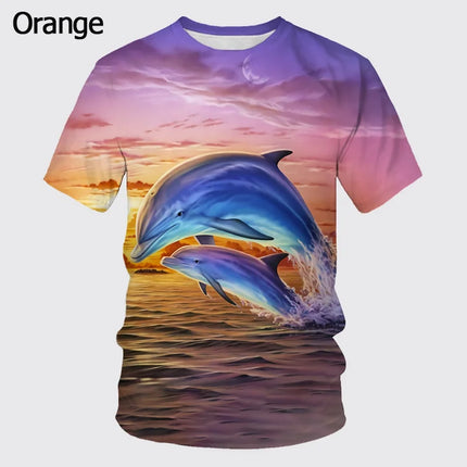 Women's/men's Fashion Summer Casual Short Sleeve Cute Dolphin 3d Printed Funny T-shirt