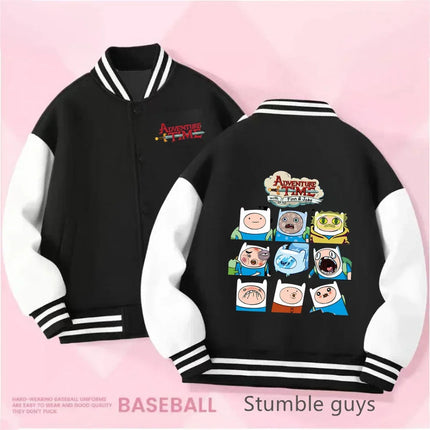 Boys and Girls for Stylish Coat Kids Sanrio Fall/Winter Jacket Baseball Uniform Adventure Time Pattern Print Thick Warm