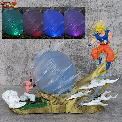 22cm Anime Dragon Ball Z Figure Son Goku VS Buu Battle Goku Figure GK Figurine Model Pvc Statue Collectible Decoration Doll Toys