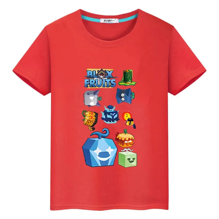 New Game Blox Fruits Short Tops 100%Cotton t shirt for kids boy 10years anime Tees pride tshirt y2k one piece kids clothes girls