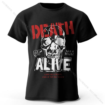 Men's Death or Alive Printed T-Shirt 100% Cotton Oversized Street Graphic Tees for Men Women Summer Tops