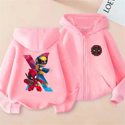 Deadpool & Wolverine Children Zipper cardigan Hoodies Girl Boy Kids Autumn Winter Clothing  Casual black Tops Sweatshirts