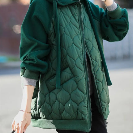 Light Down Cotton Suit 2023 Winter New Korean Version Temperament Mother Pack Padded Jacket Hooded Loose Cotton Clothes Female X
