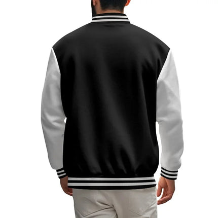 Men's Autumn and Winter Flight Jacket Baseball Jersey Velvet Loose Casual Stand-up Jacket Men Varsity Jacket Coat for Men