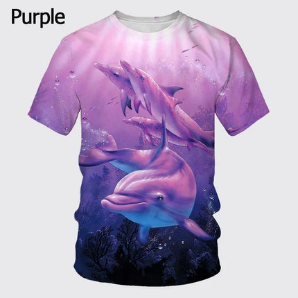 Women's/men's Fashion Summer Casual Short Sleeve Cute Dolphin 3d Printed Funny T-shirt