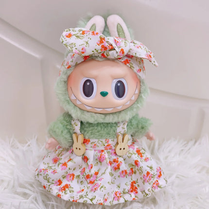 Labubu 15cm/17cm Doll Clothing Sitting Party Strawberry Tank Top Skirt Paired With Princess White Shoes Princess Baby Clothes