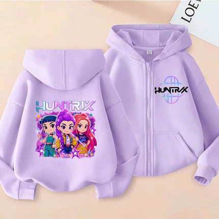 Y2k  Zip Up Sweatshirts Kpop Demon Hunters Hoodie Coat Children Clothes Kid Girl Boy Sweatshirt Zipper Hoody Baby Casual Top