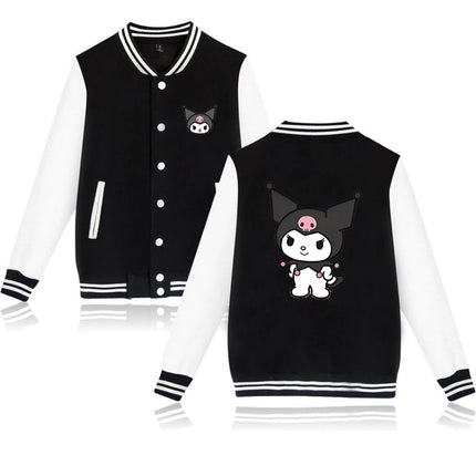 Kuromi Varsity Baseball Bomber Jackets Men Women Clothes Streetwear Kids Boys Girls Harajuku Jacket Single Coats